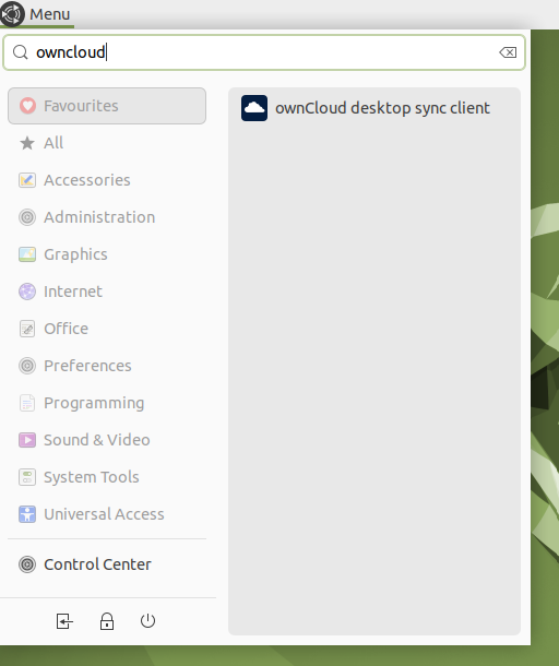 Spuštění aplikace ownCloud z menu
